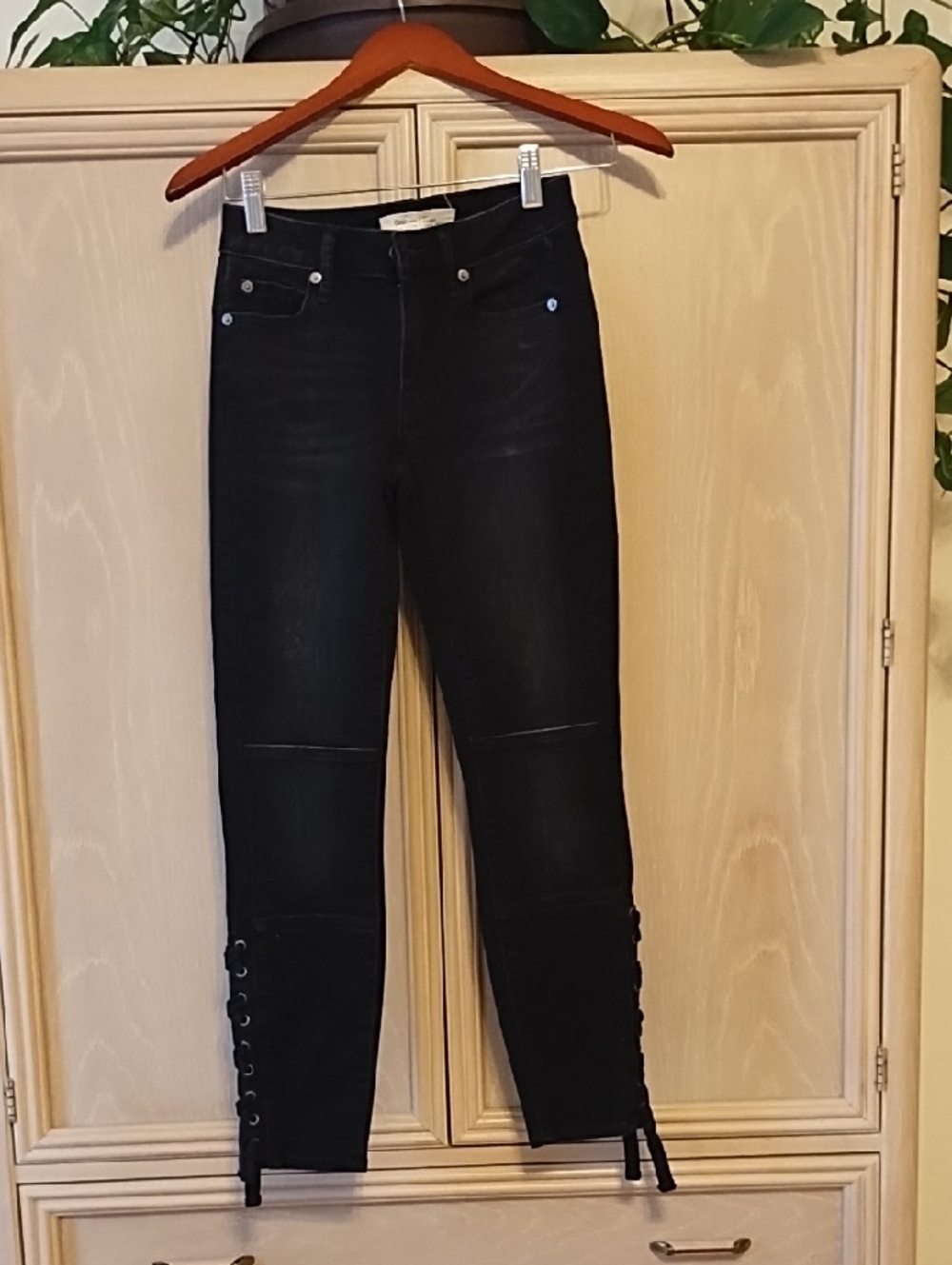 GAP Black Lace-Up Hem Skinny Jeans for Women